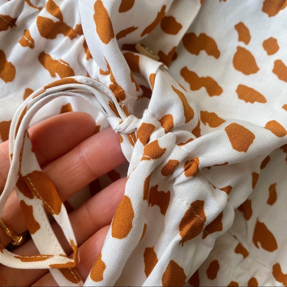 π BOHO TAN WHITE ANIMAL PRINT MIDI DRESS! - Picture 9 of 9